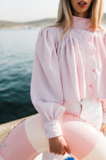 PRE-ORDER Petal Edge Scallop Jacket — Light Pink Cropped