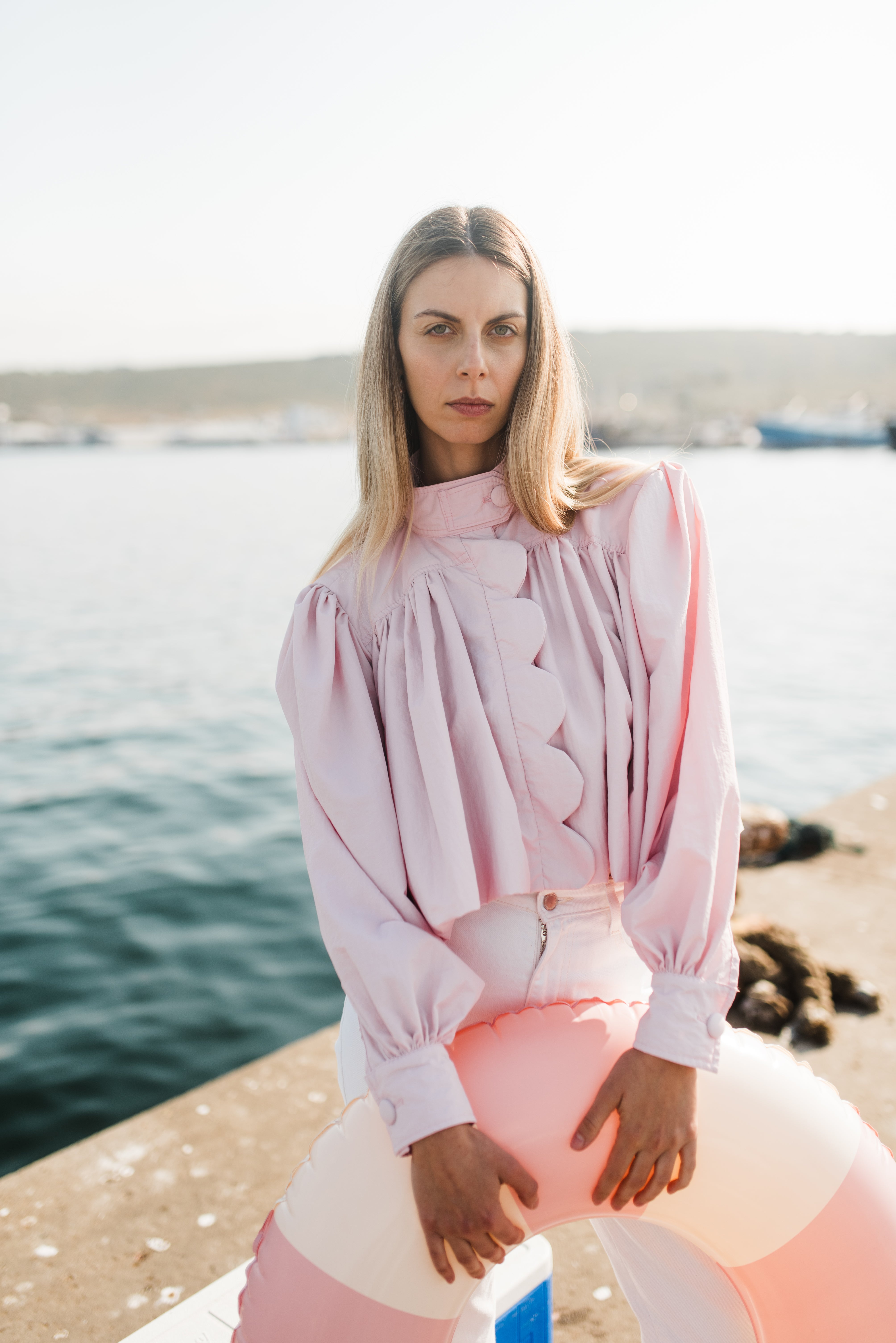 PRE-ORDER Petal Edge Scallop Jacket — Light Pink Cropped