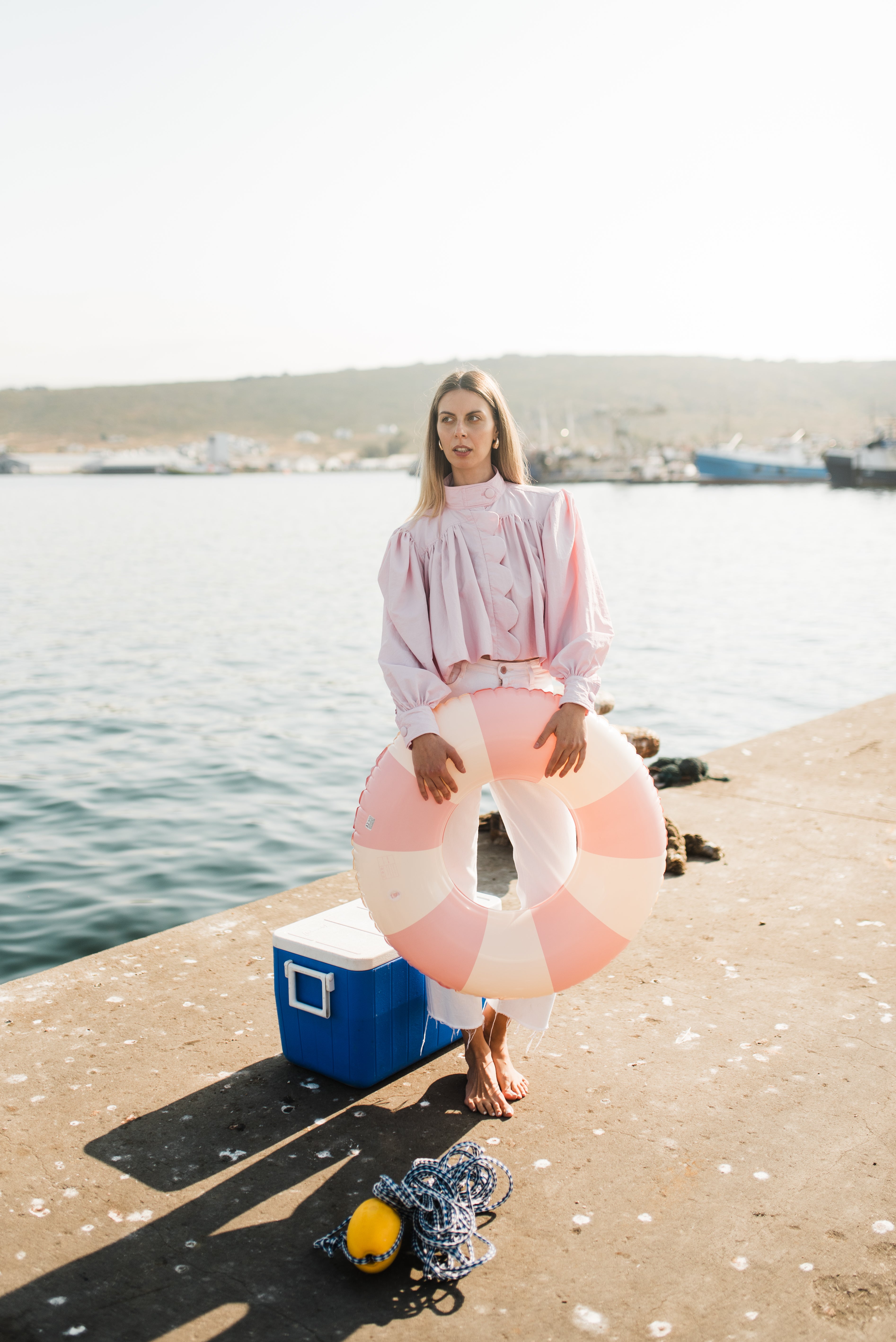 PRE-ORDER Petal Edge Scallop Jacket — Light Pink Cropped
