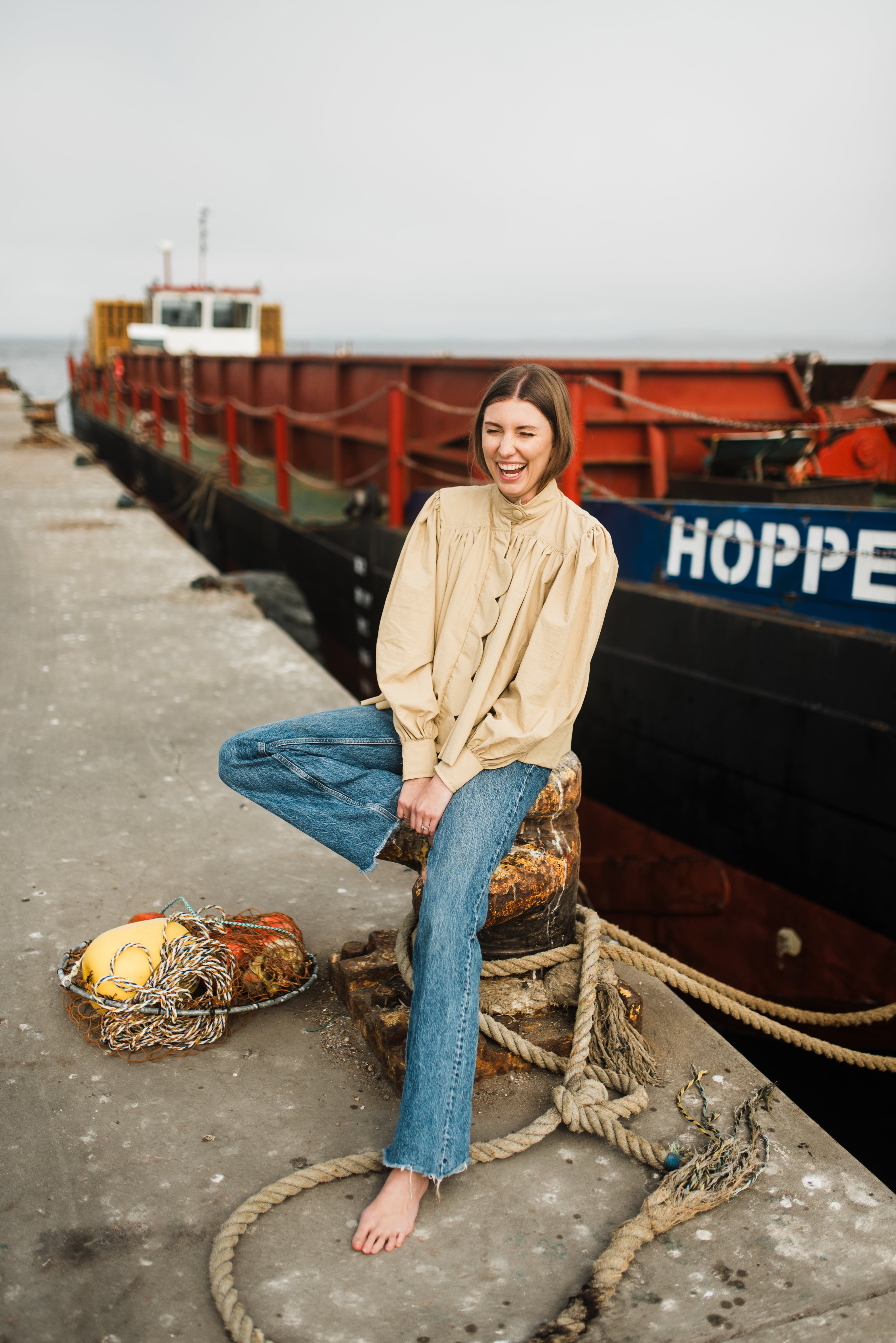 PRE-ORDER Dusk Petal Scallop Jacket — Dark Stone Mid length