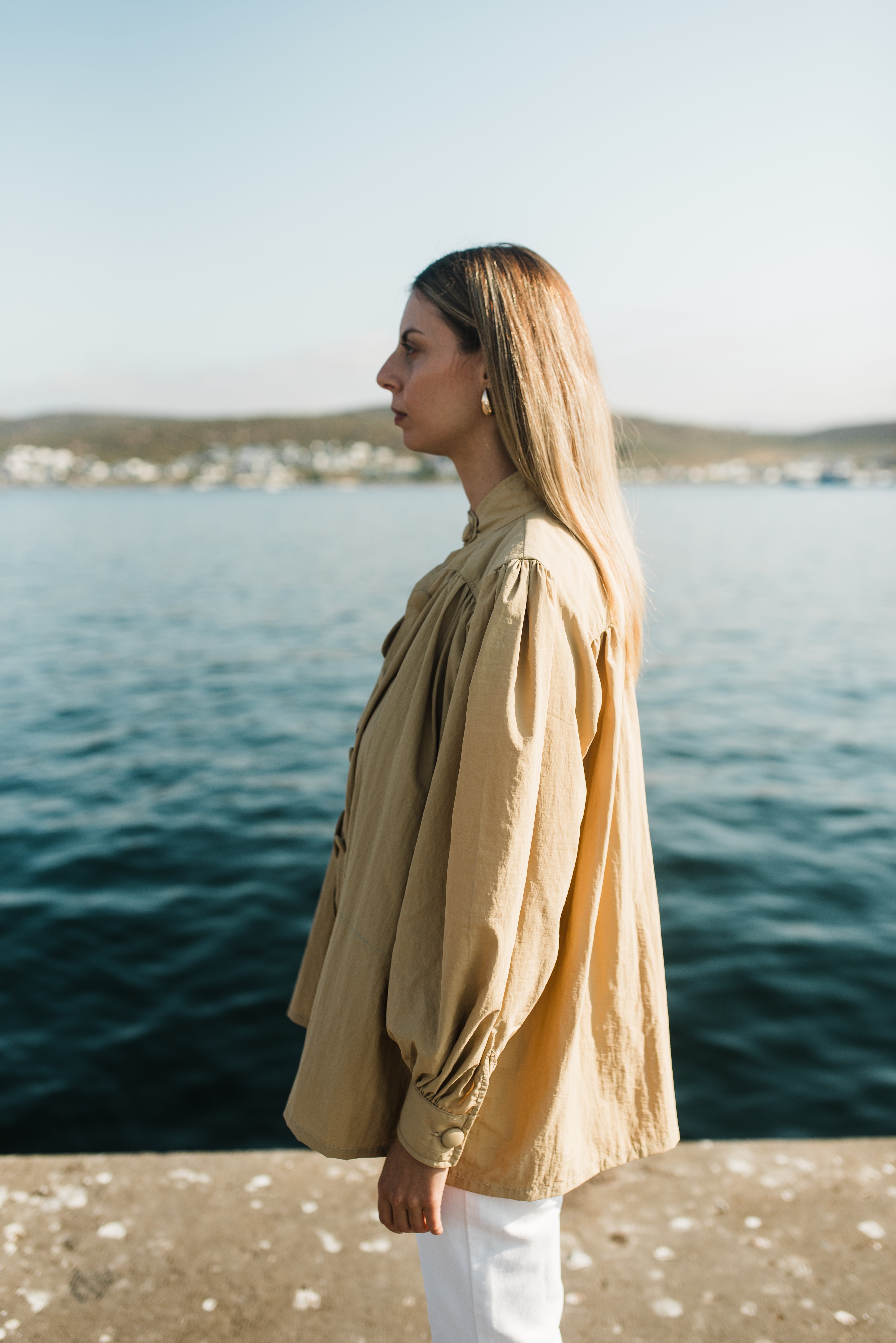 PRE-ORDER Dusk Petal Scallop Jacket — Dark Stone Longer length