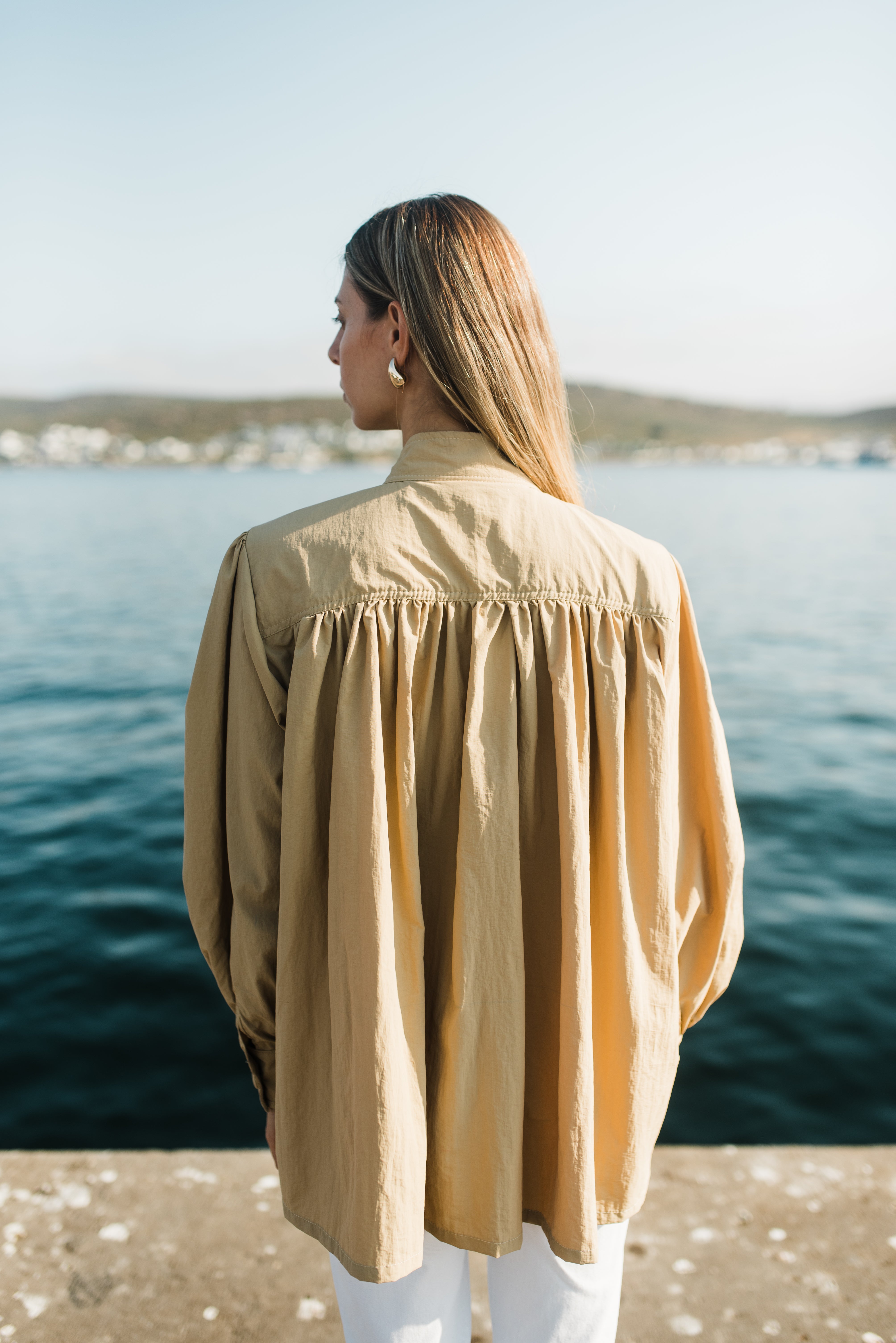 PRE-ORDER Dusk Petal Scallop Jacket — Dark Stone Longer length