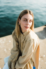 PRE-ORDER Dusk Petal Scallop Jacket — Dark Stone Longer length