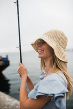 Morning Tide Frill Sleeve Dress — Misty blue Cotton Linen