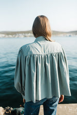 PRE-ORDER Tide Bloom Scallop Jacket - Duck egg Mid length