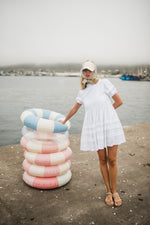 Cloudlight Mini Pleat Dress — White Cotton Linen