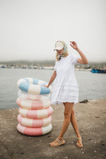 Cloudlight Mini Pleat Dress — White Cotton Linen