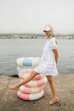 Cloudlight Mini Pleat Dress — White Cotton Linen