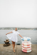 Cloudlight Mini Pleat Dress — White Cotton Linen