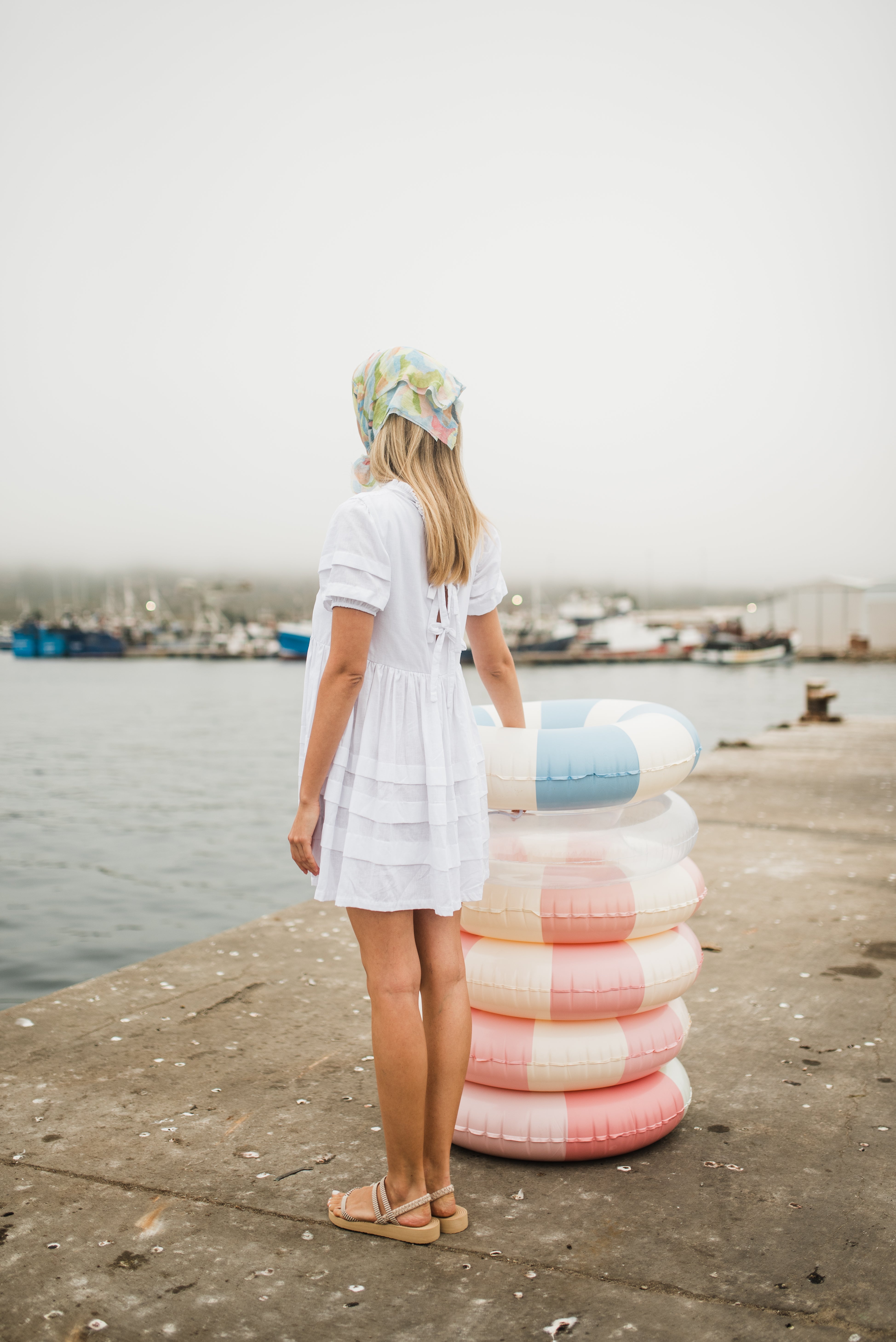 Cloudlight Mini Pleat Dress — White Cotton Linen