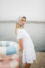 Cloudlight Mini Pleat Dress — White Cotton Linen