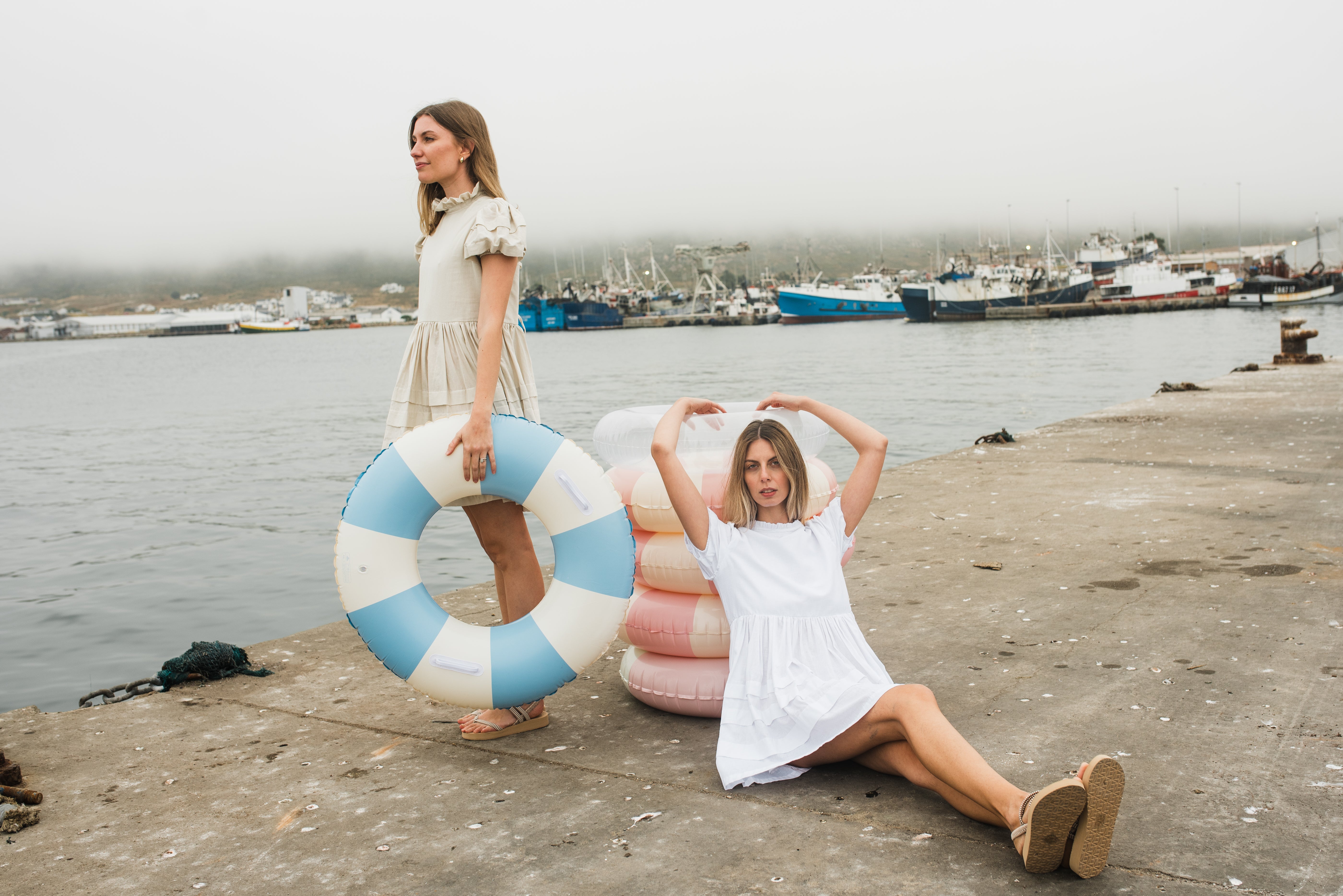 Riverstone Mini Pleat Dress — Stone Cotton Linen