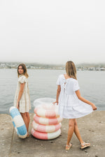 Cloudlight Mini Pleat Dress — White Cotton Linen