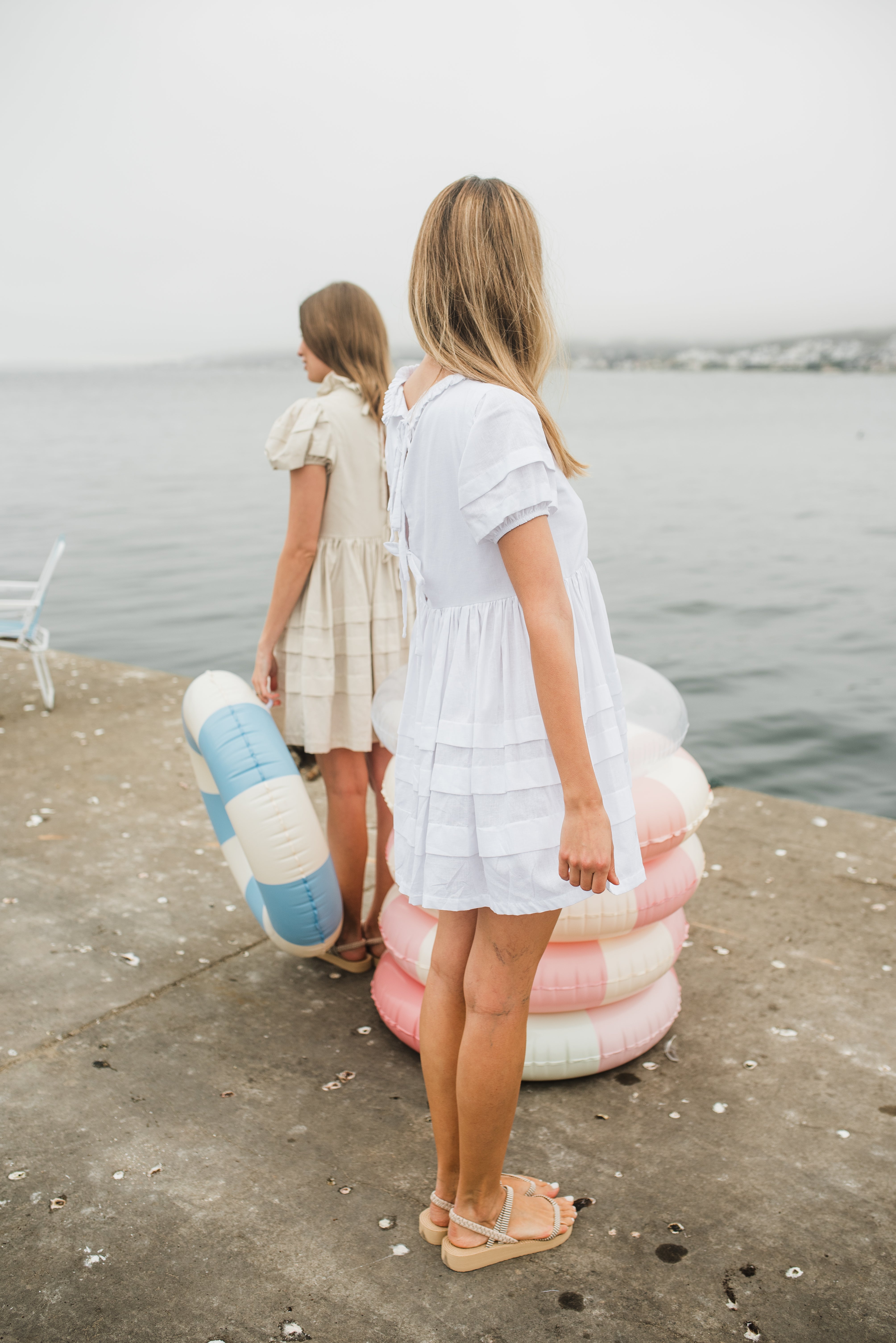 Cloudlight Mini Pleat Dress — White Cotton Linen