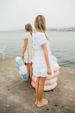 Cloudlight Mini Pleat Dress — White Cotton Linen