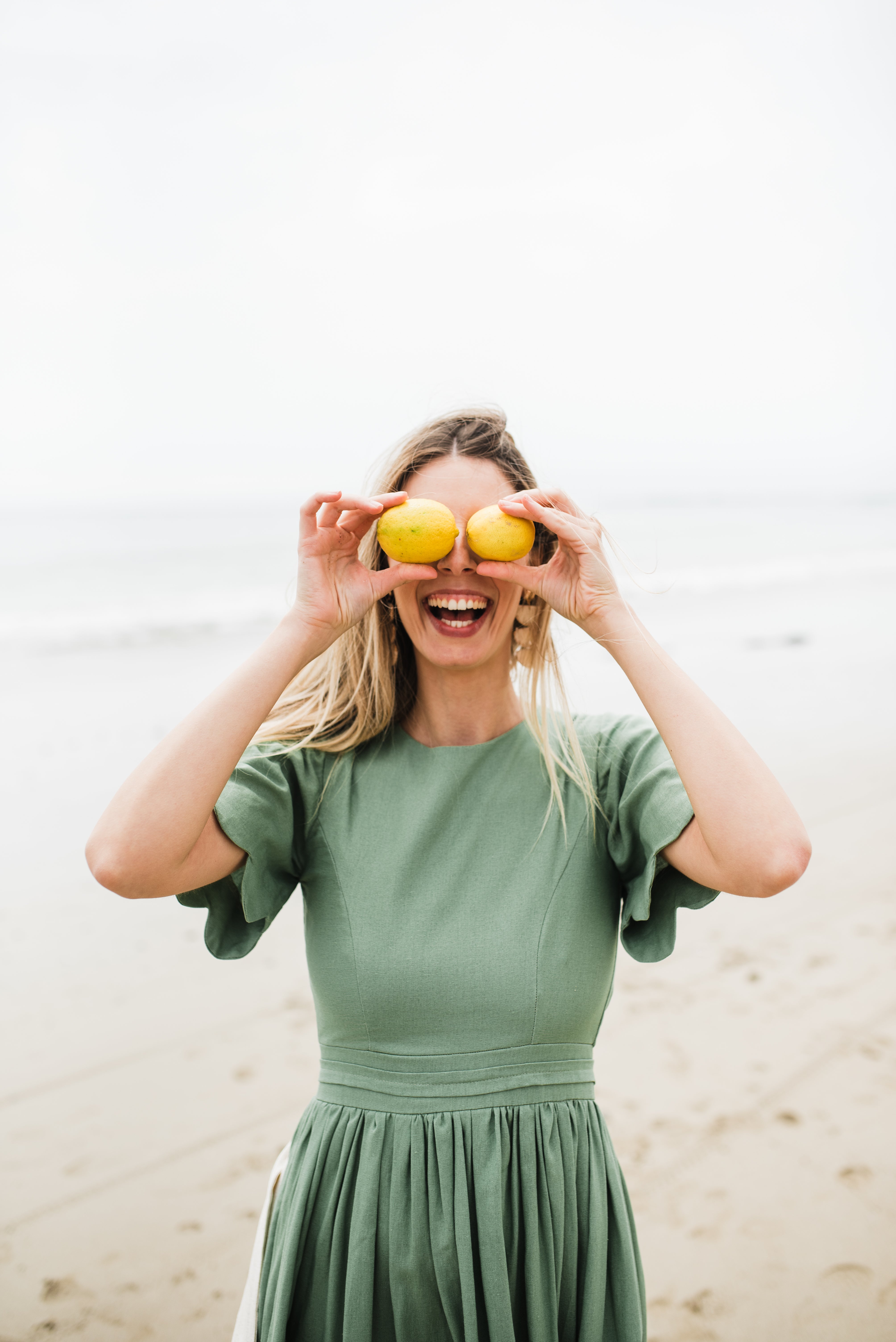 Wild Olive Open Back Scallop Dress — Olive Green with Oatmeal Tie