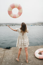 Riverstone Mini Pleat Dress — Stone Cotton Linen