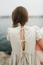 Riverstone Mini Pleat Dress — Stone Cotton Linen