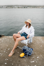 Lunaria Frill Top — White Cotton Linen