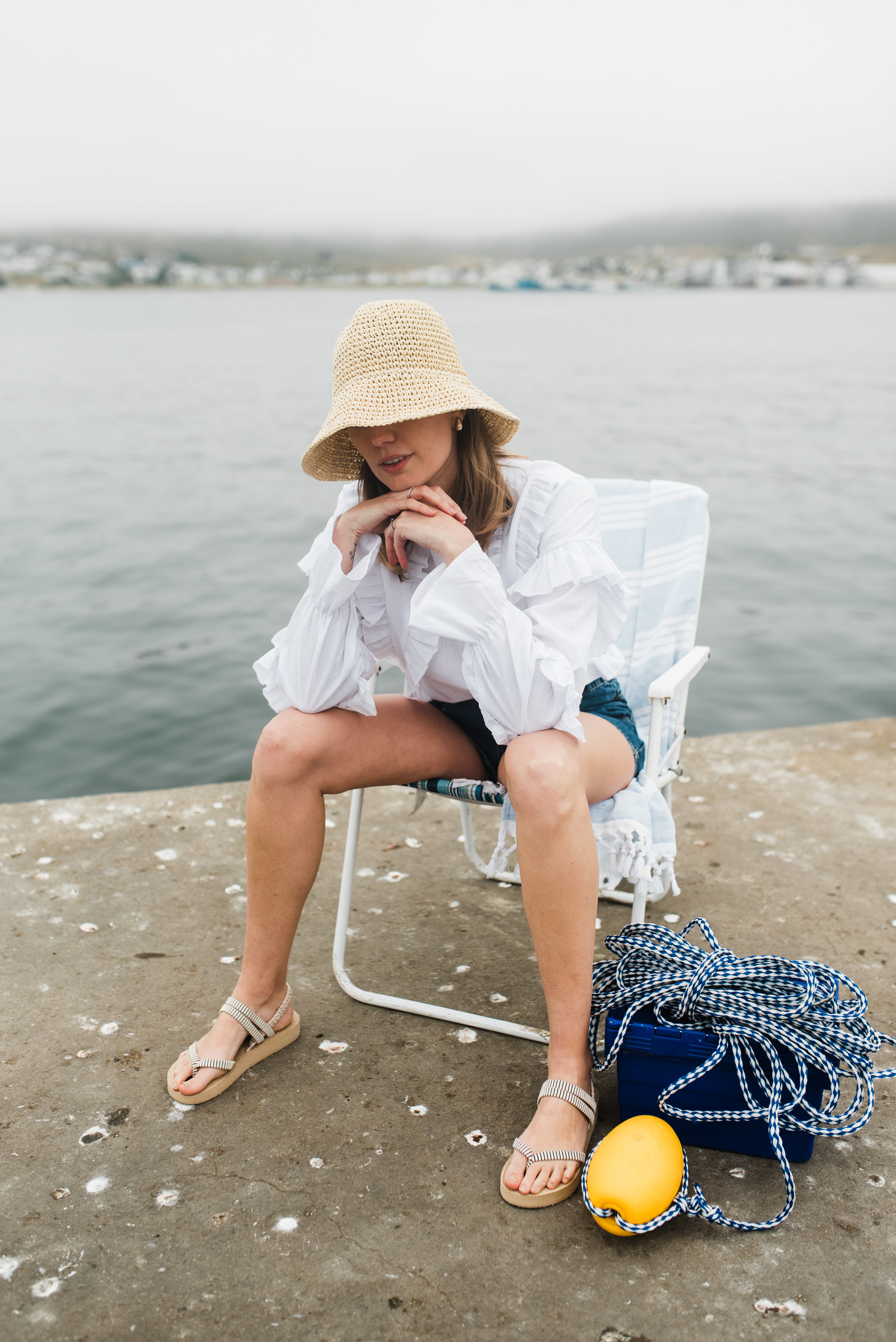 Lunaria Frill Top — White Cotton Linen