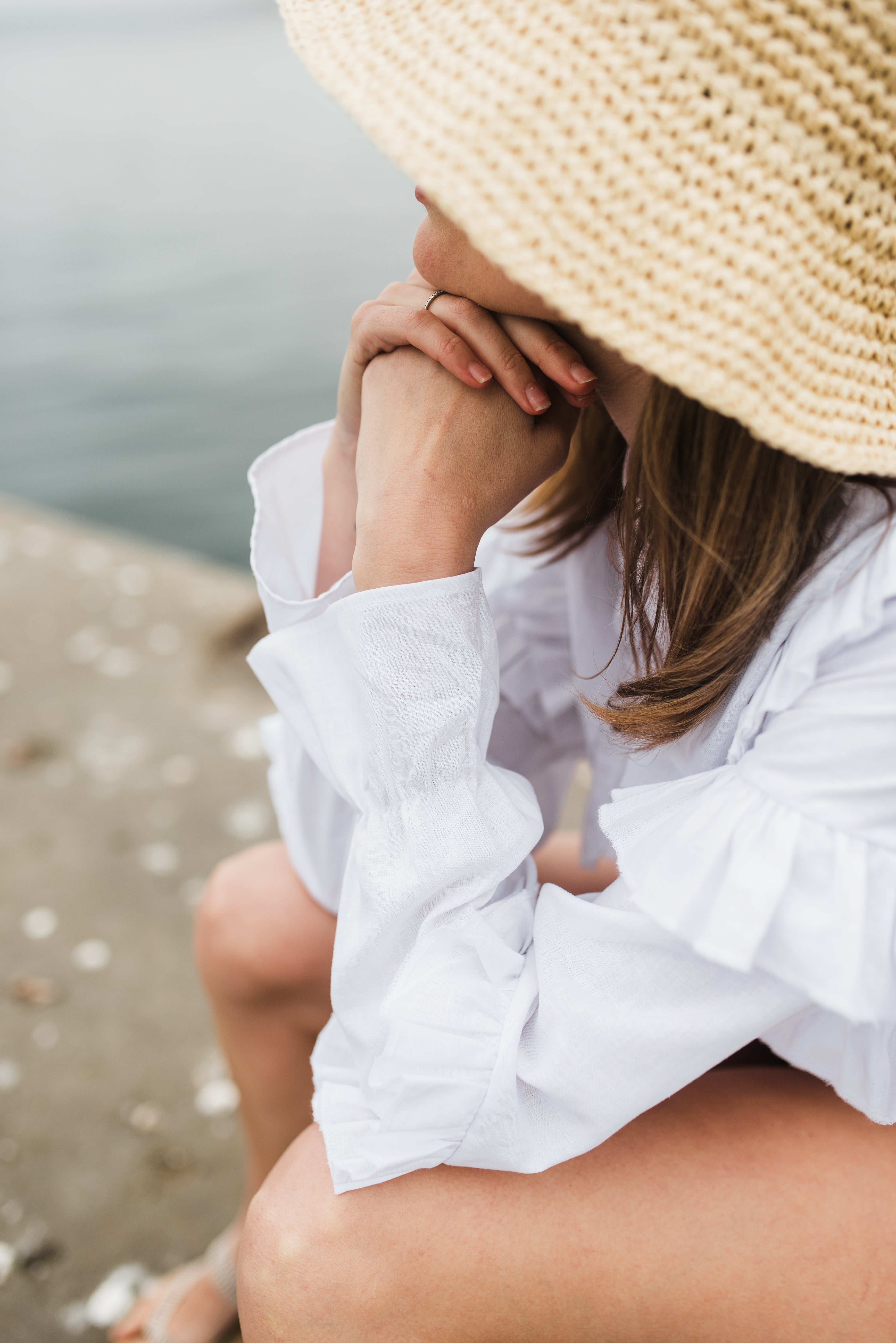 Lunaria Frill Top — White Cotton Linen