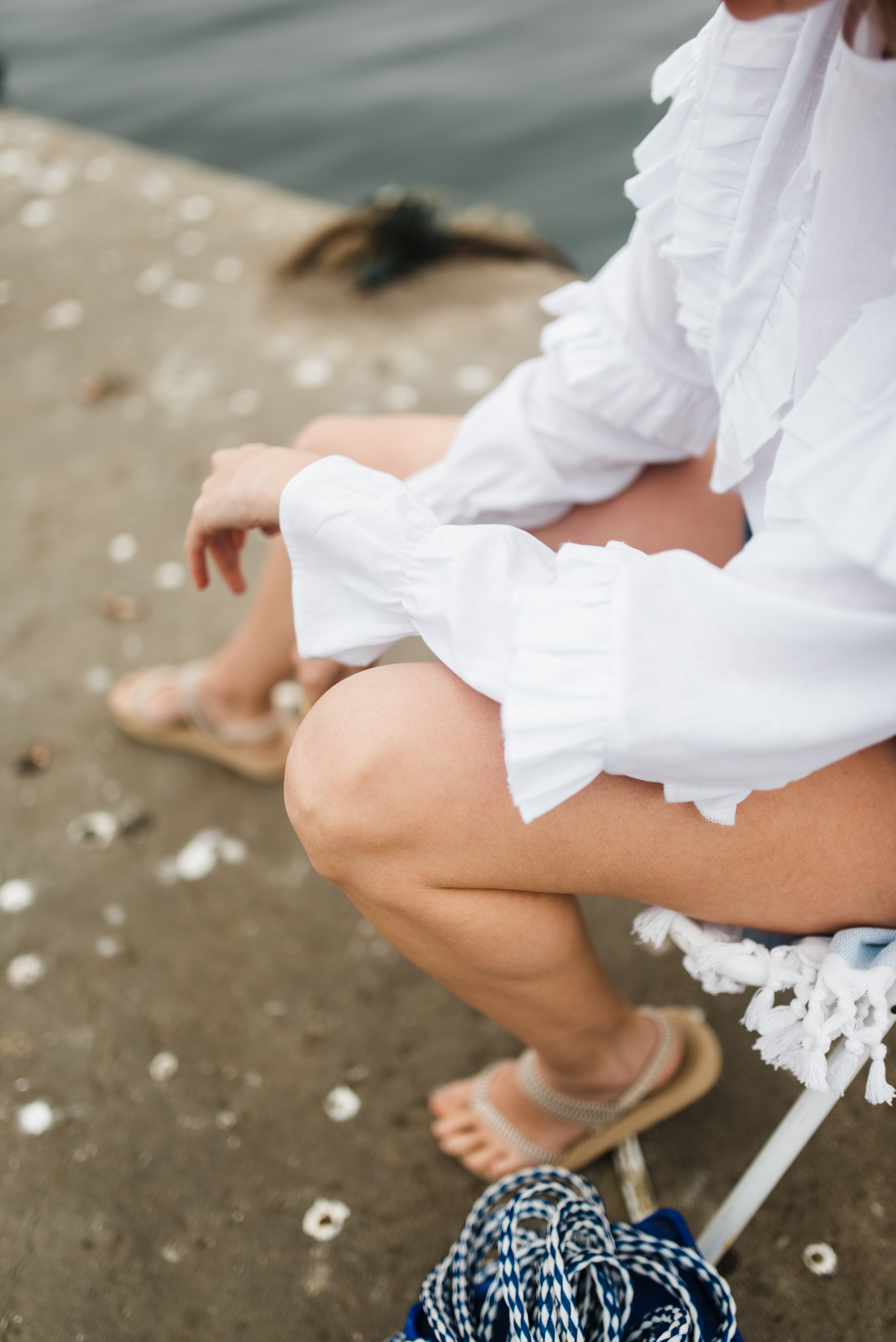 Lunaria Frill Top — White Cotton Linen