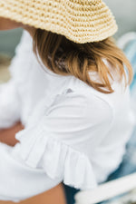 Lunaria Frill Top — White Cotton Linen