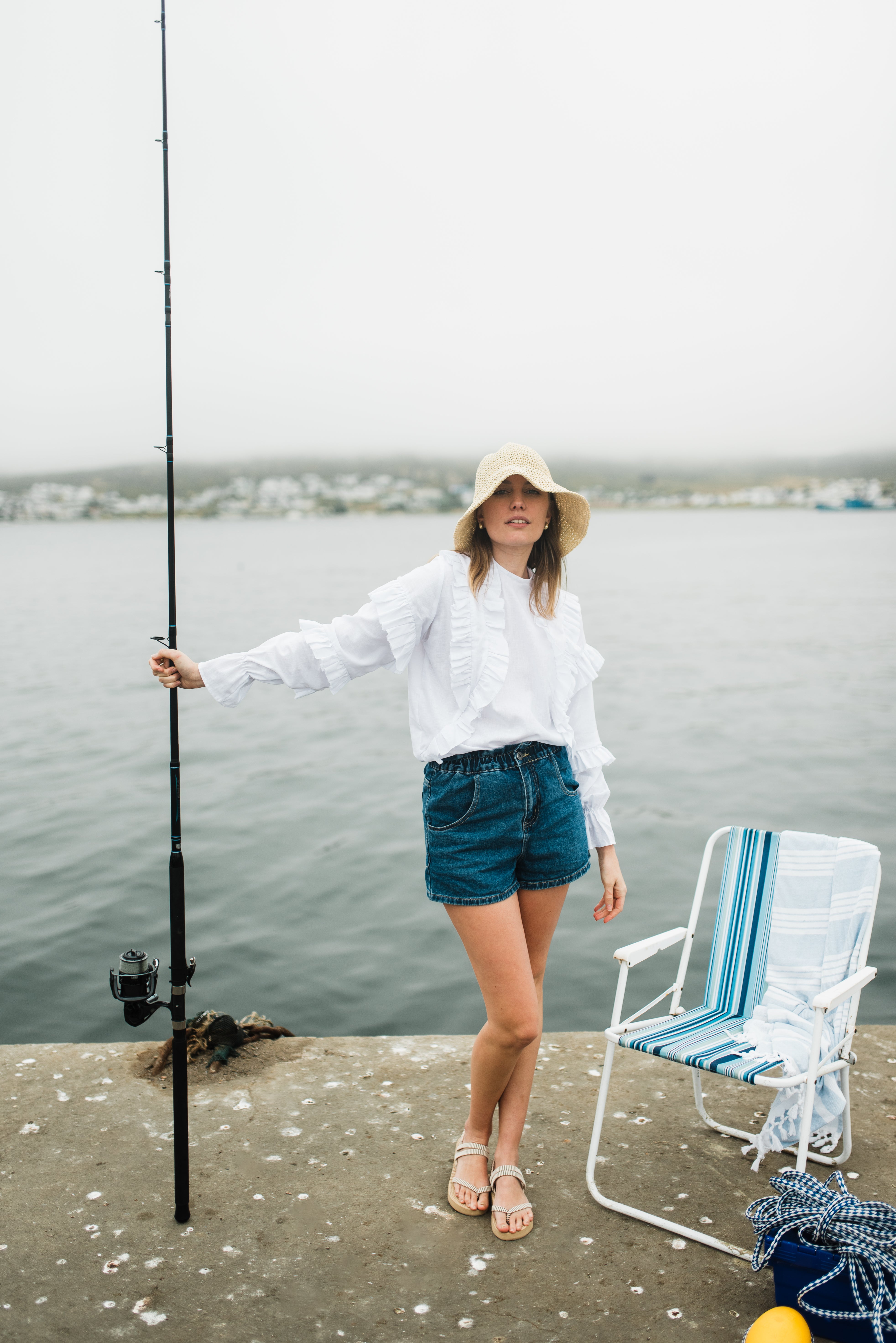 Lunaria Frill Top — White Cotton Linen