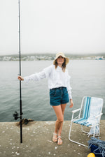 Lunaria Frill Top — White Cotton Linen