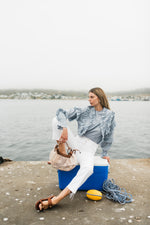 Skyfold Frill Top — Misty Blue Cotton Linen