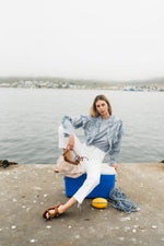 Skyfold Frill Top — Misty Blue Cotton Linen