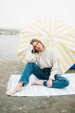 Fleurstone Frill Top — Stone Cotton Linen