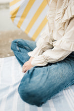 Fleurstone Frill Top — Stone Cotton Linen