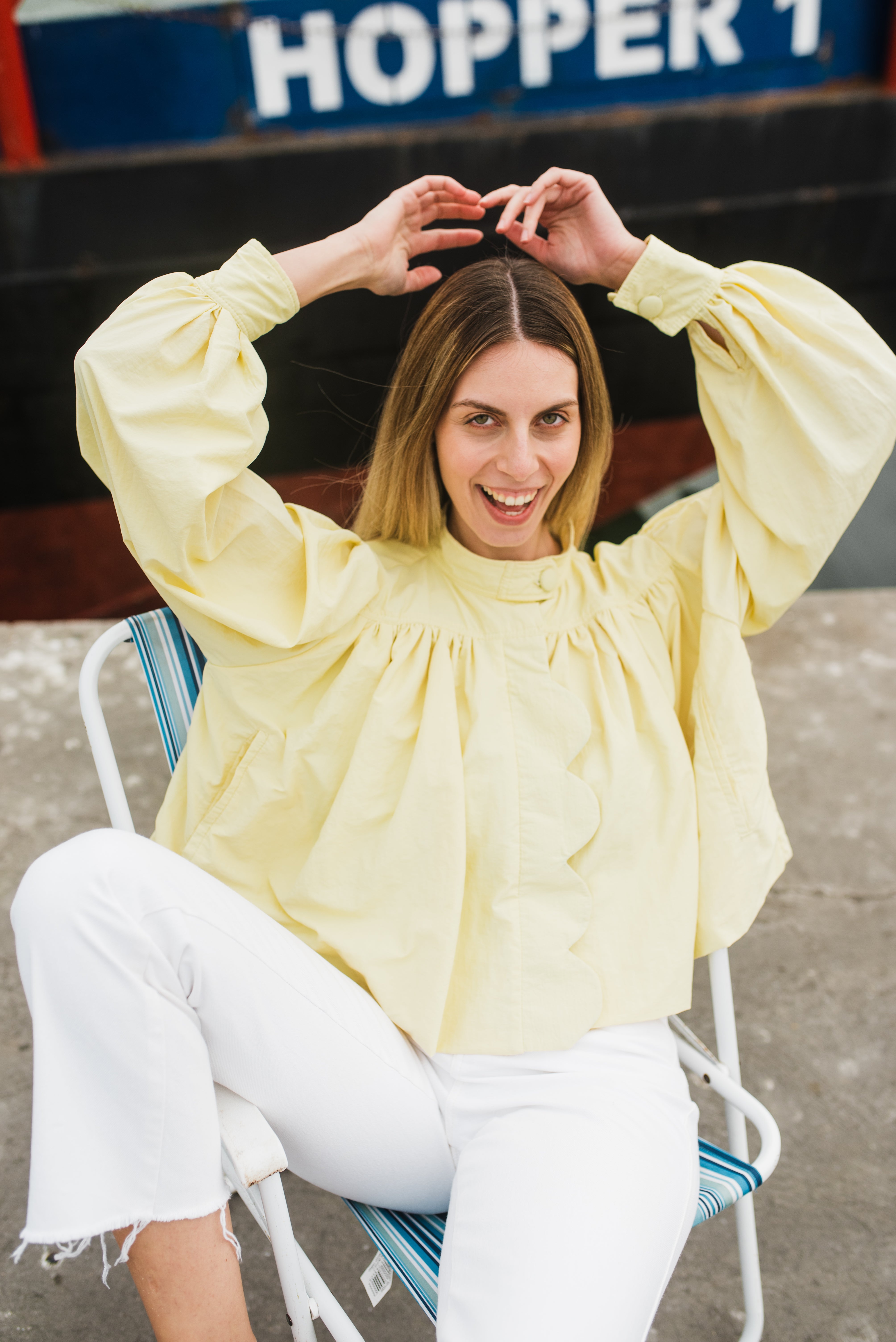 PRE-ORDER Limoncello Crest Scallop Jacket — Butter Yellow Cropped