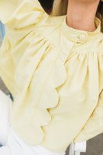 PRE-ORDER Limoncello Crest Scallop Jacket — Butter Yellow Cropped
