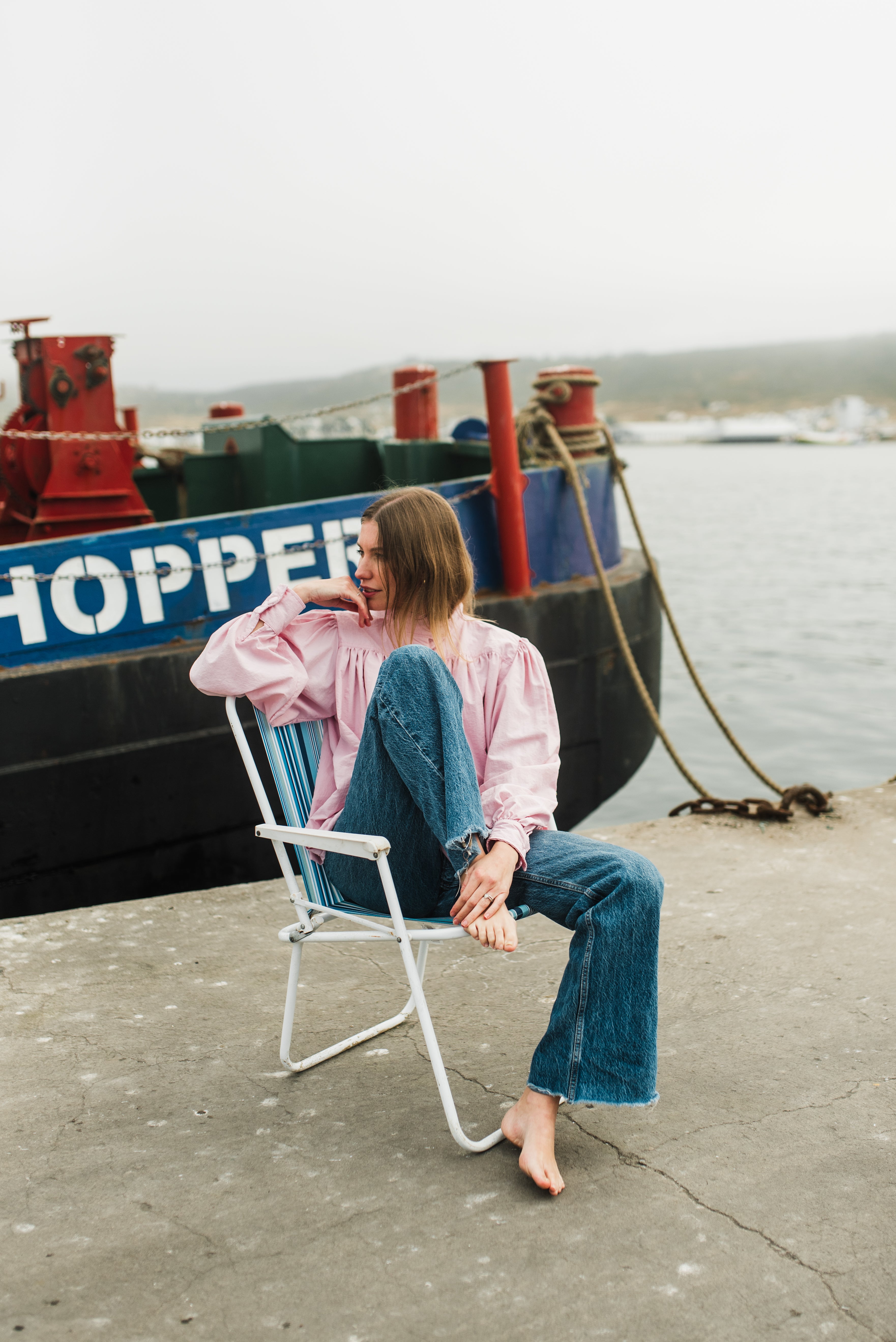 PRE-ORDER Petal Edge Scallop Jacket — Light Pink Mid Length