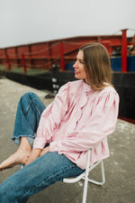 PRE-ORDER Petal Edge Scallop Jacket — Light Pink Mid Length