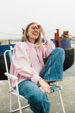 PRE-ORDER Petal Edge Scallop Jacket — Light Pink Mid Length