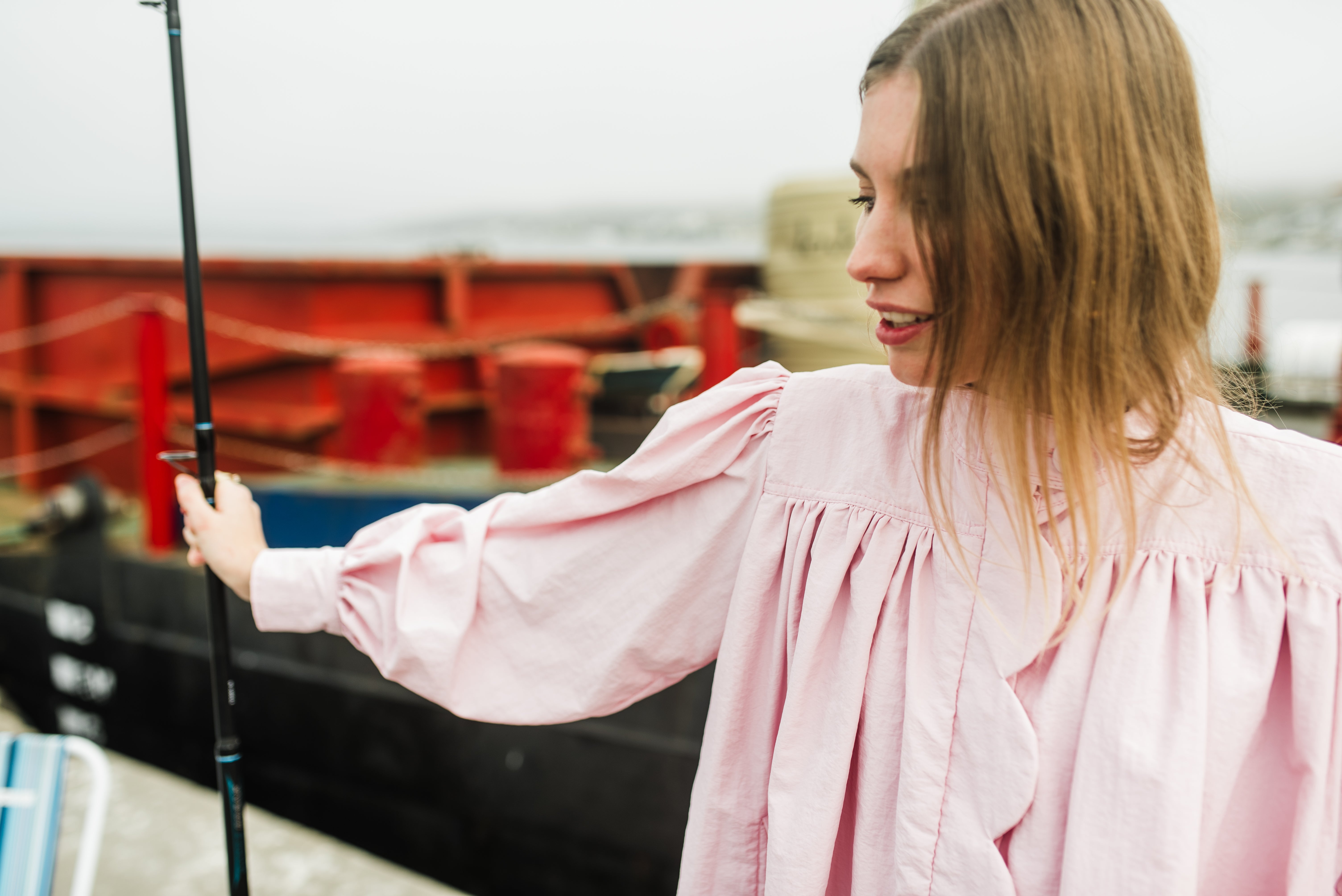 PRE-ORDER Petal Edge Scallop Jacket — Light Pink Mid Length