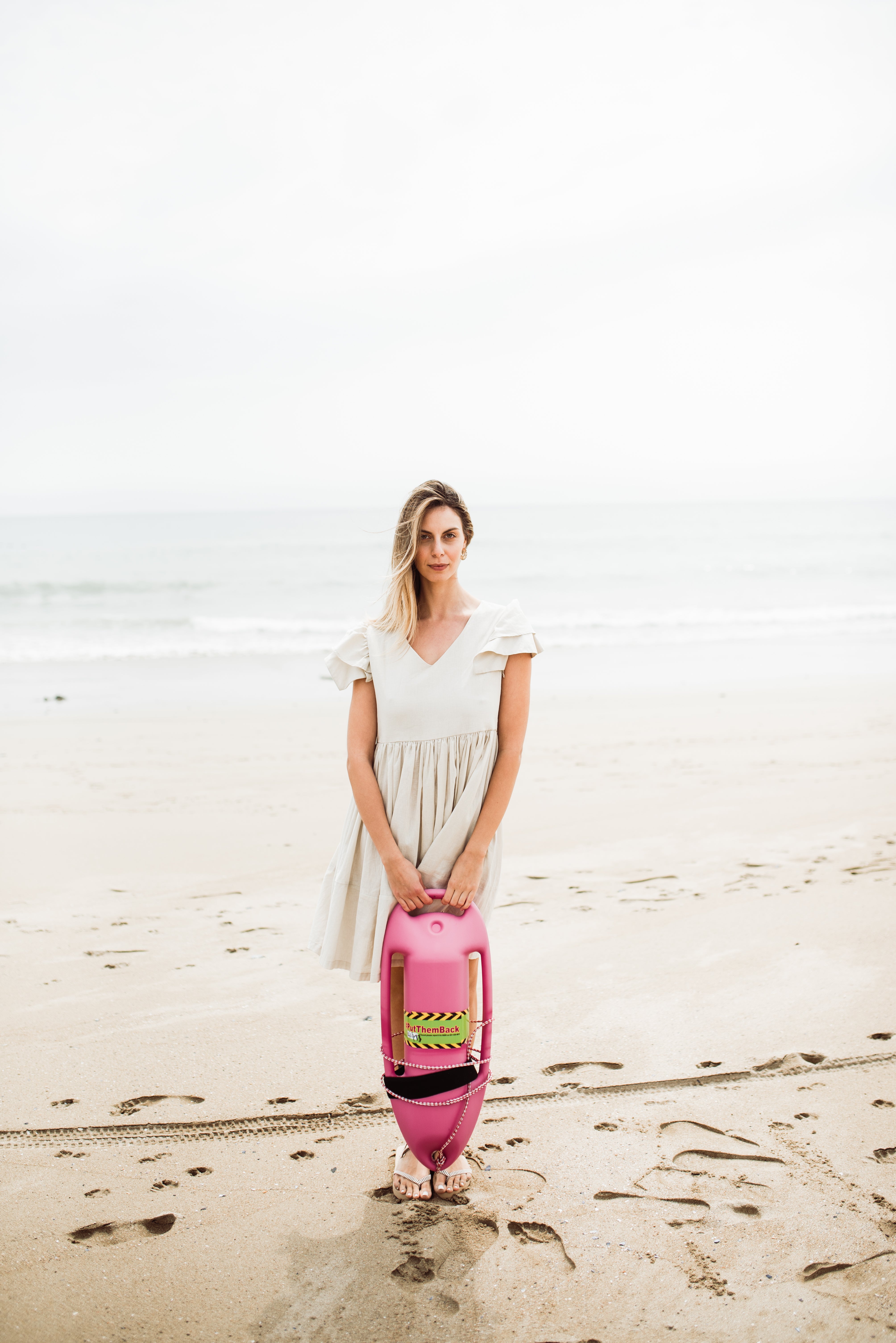 Sand Lily Frill Sleeve Dress  — Stone