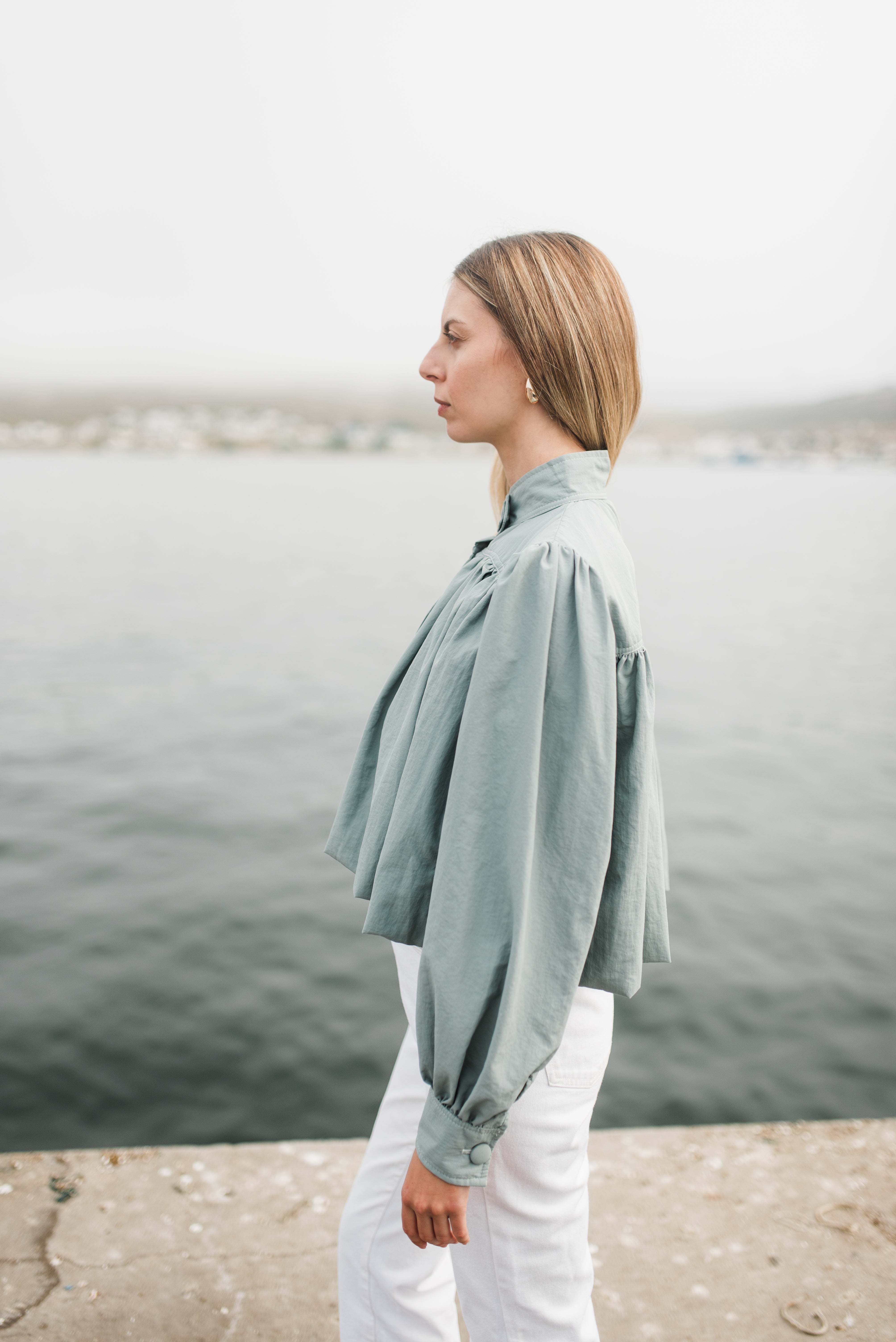 PRE-ORDER Tide Bloom Scallop Jacket - Duck egg Cropped length