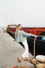 PRE-ORDER Tide Bloom Scallop Jacket - Duck egg Cropped length