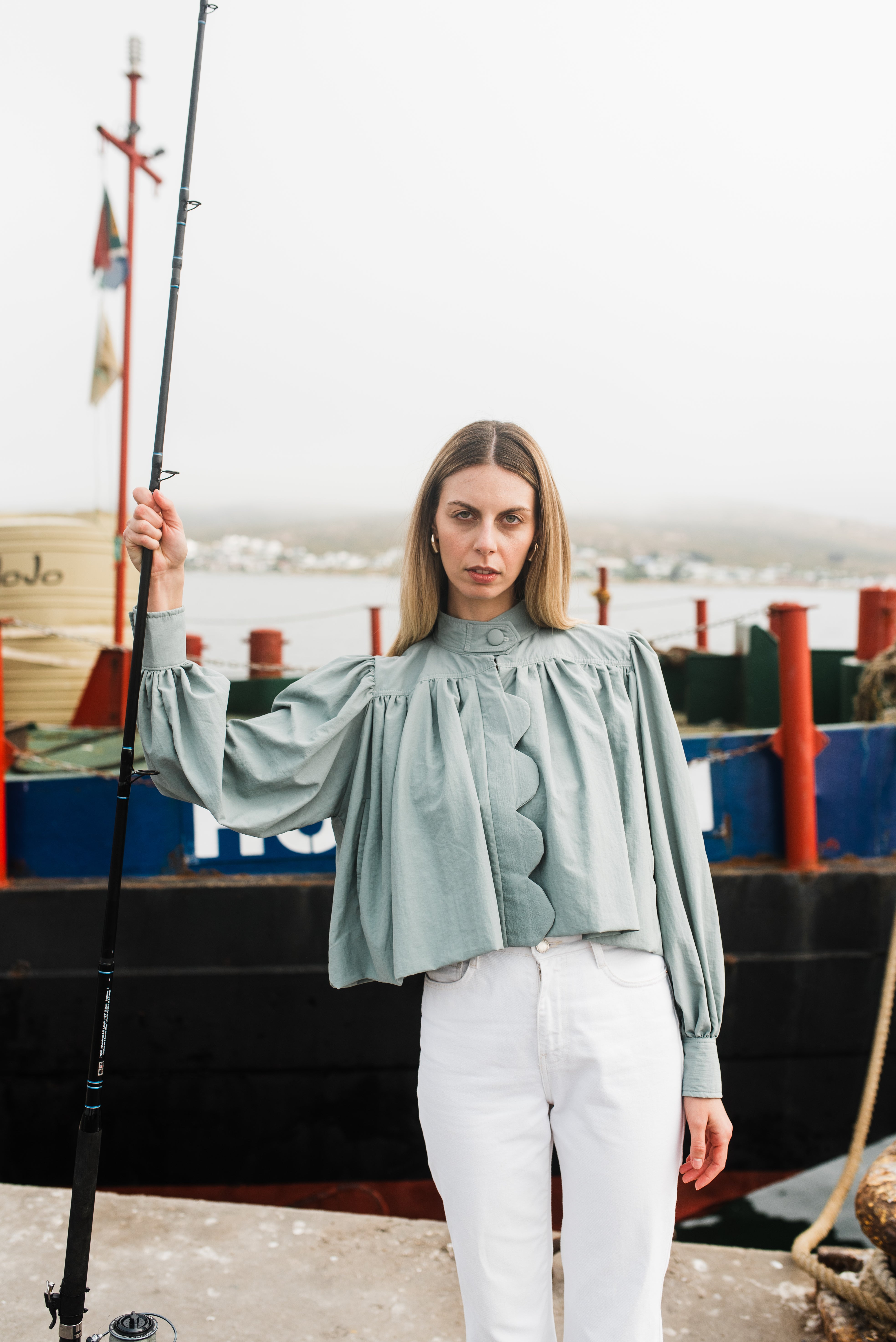 PRE-ORDER Tide Bloom Scallop Jacket - Duck egg Cropped length