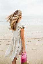 Sand Lily Frill Sleeve Dress  — Stone
