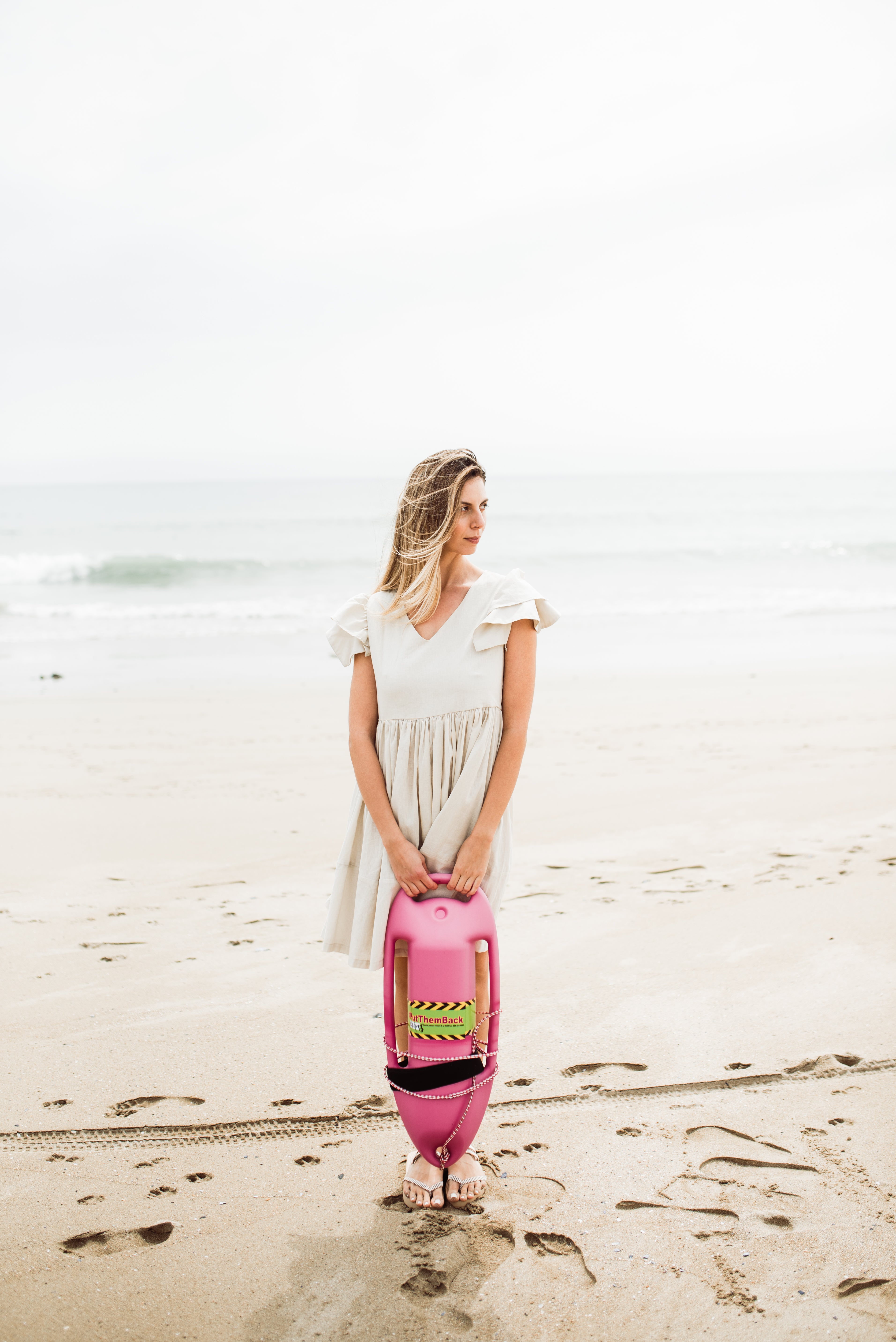 Sand Lily Frill Sleeve Dress  — Stone