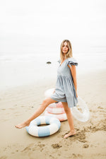 Morning Mist Frill Sleeve Dress  — Misty Blue