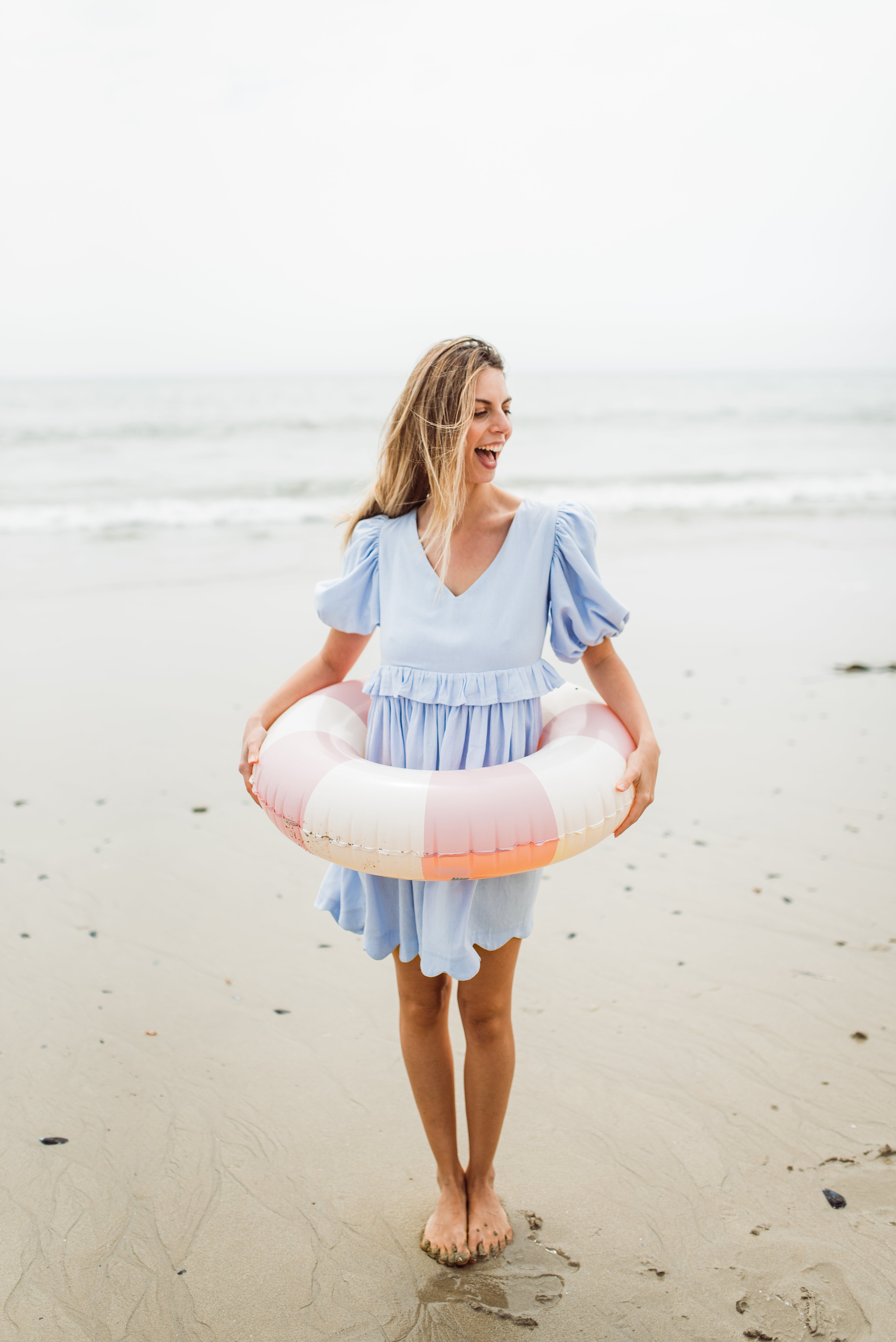 Bluebell Whisper Scallop Dress  — Cool Blue