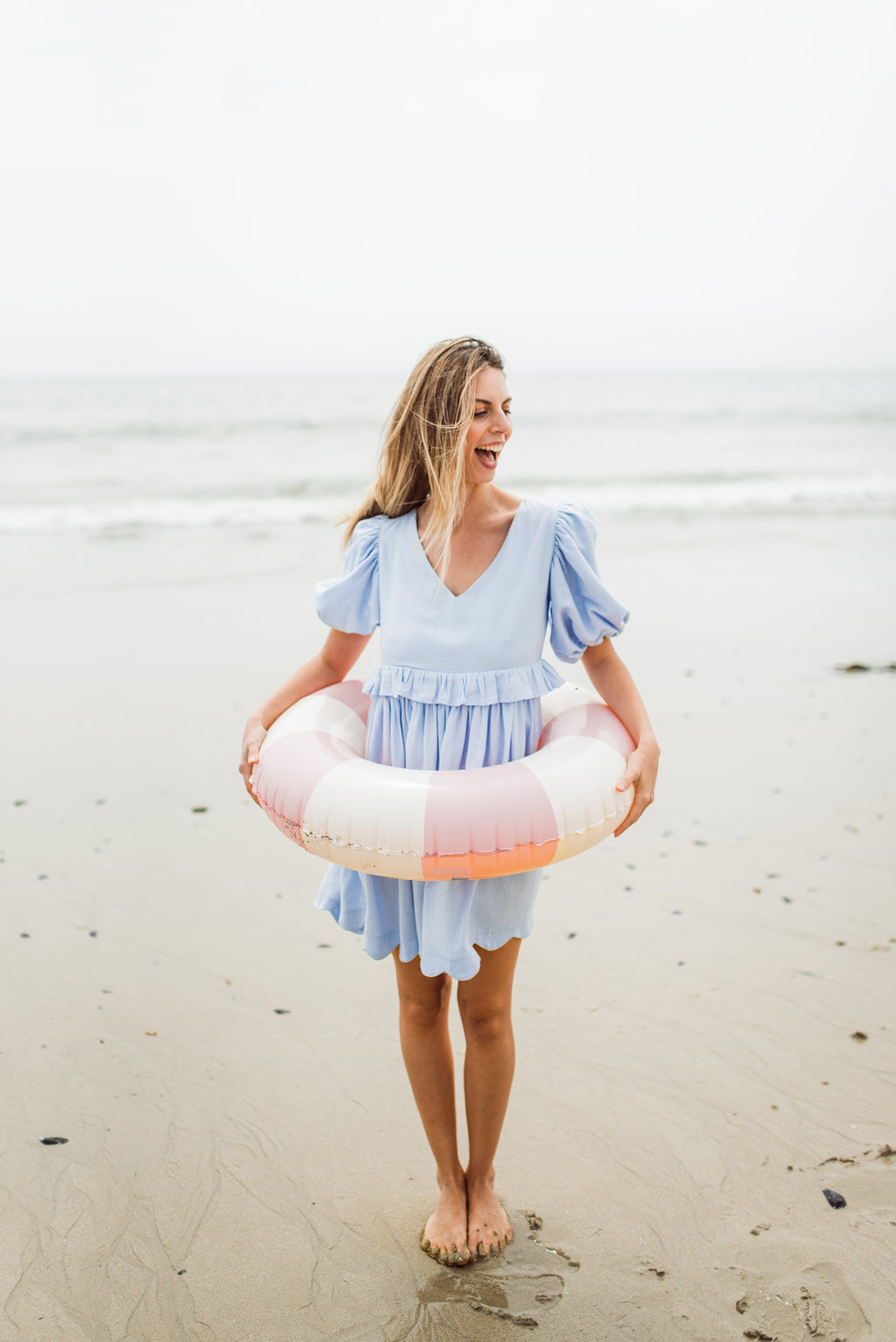 Bluebell Whisper Scallop Dress  — Cool Blue