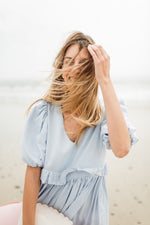 Bluebell Whisper Scallop Dress  — Cool Blue