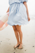 Bluebell Whisper Scallop Dress  — Cool Blue